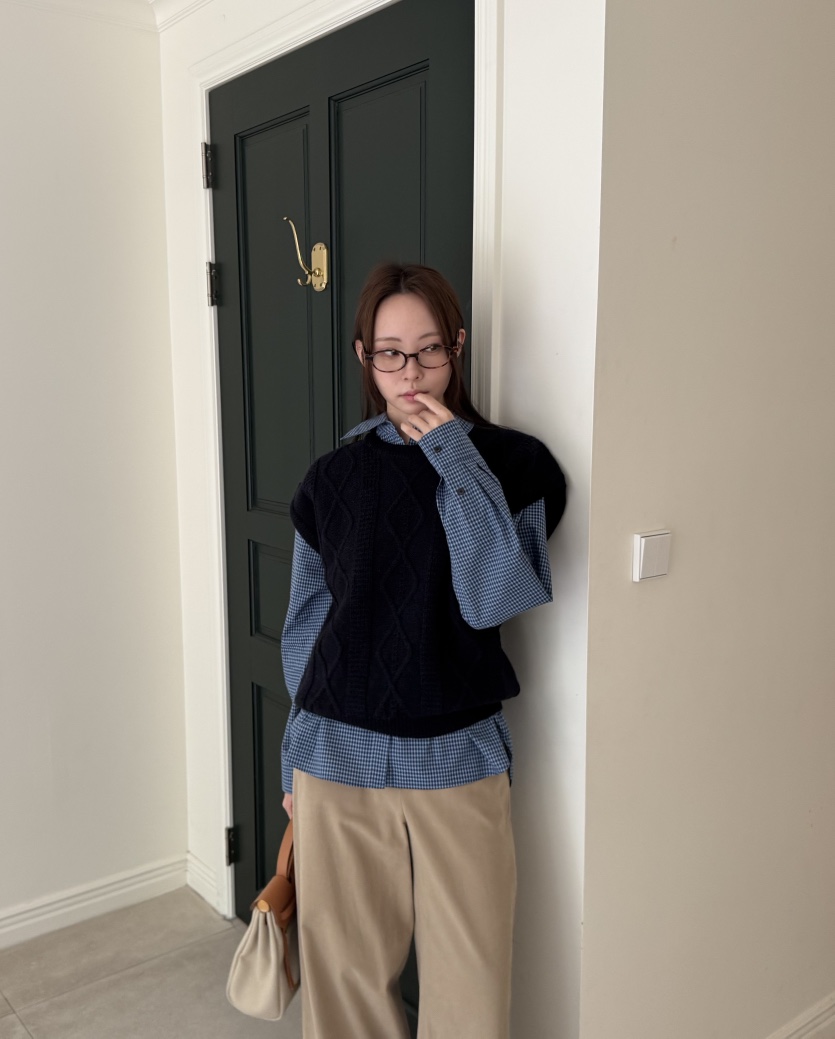 THE ABLE東大門㊣實拍女裝新款休閑25秋冬人氣襯衫蕾絲衫格紋THE ABLE/TA襯衫/蕾絲衫