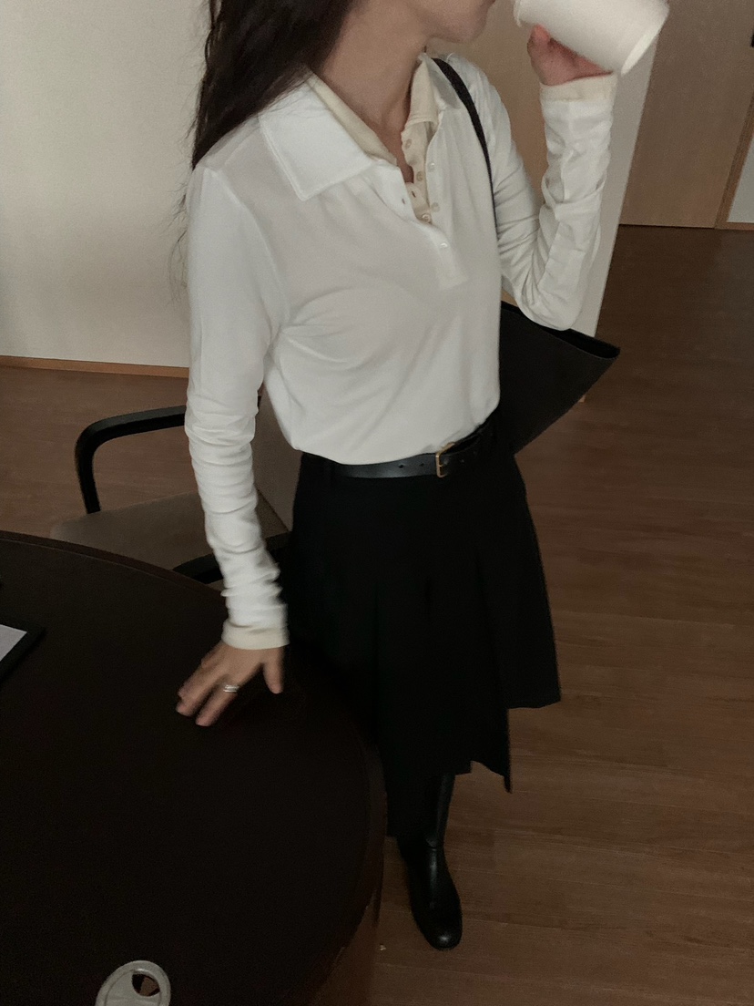 BLEECKER韓國直郵㊣女士新品人氣25秋冬時尚推薦職業長袖T恤BLEECKER長袖T恤