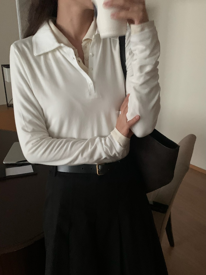 BLEECKER韓國直郵㊣女士新品人氣25秋冬時尚推薦職業長袖T恤BLEECKER長袖T恤