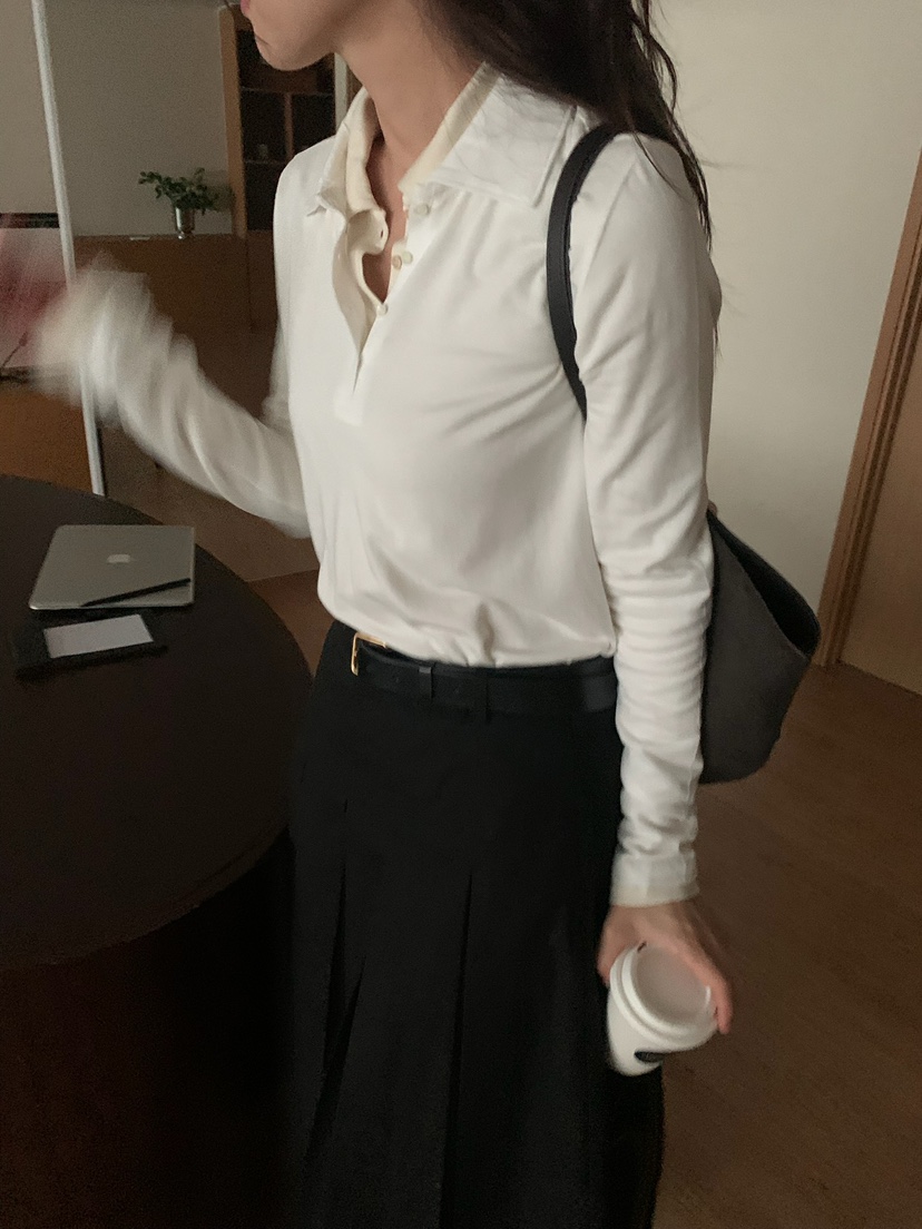 BLEECKER韓國直郵㊣女士新品人氣25秋冬時尚推薦職業長袖T恤BLEECKER長袖T恤
