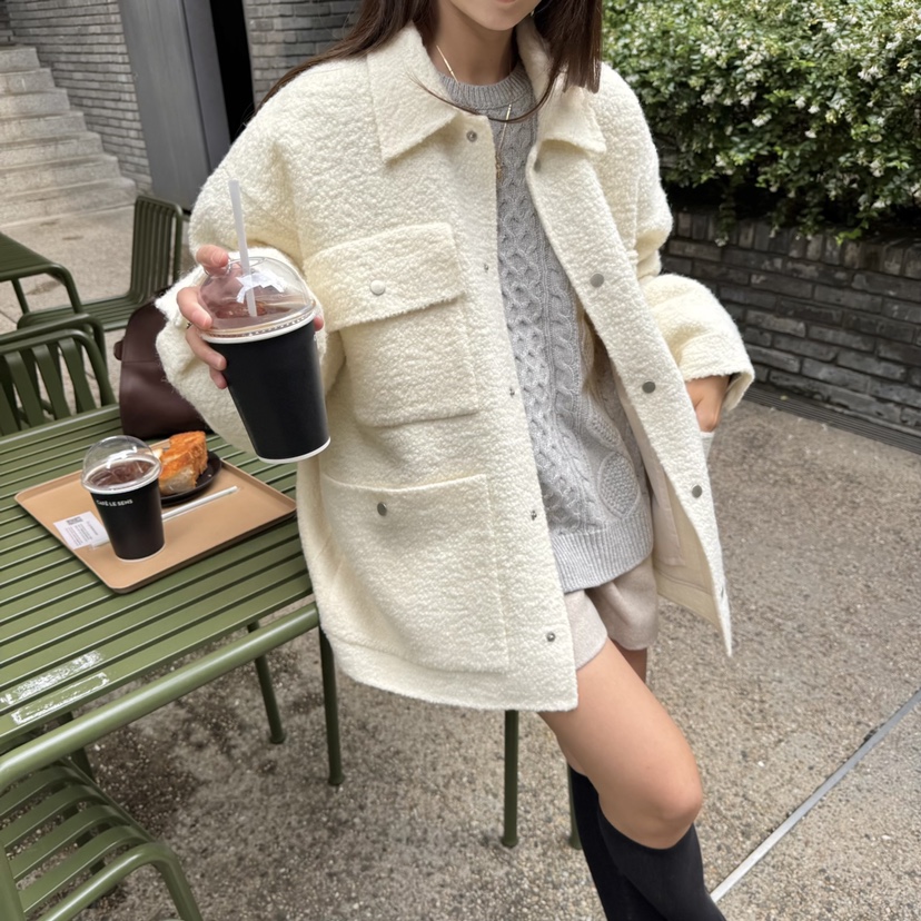 THE ABLE東大門㊣直郵女裝新品25秋冬休閑職業夾克口袋羊駝THE ABLE/TA夾克