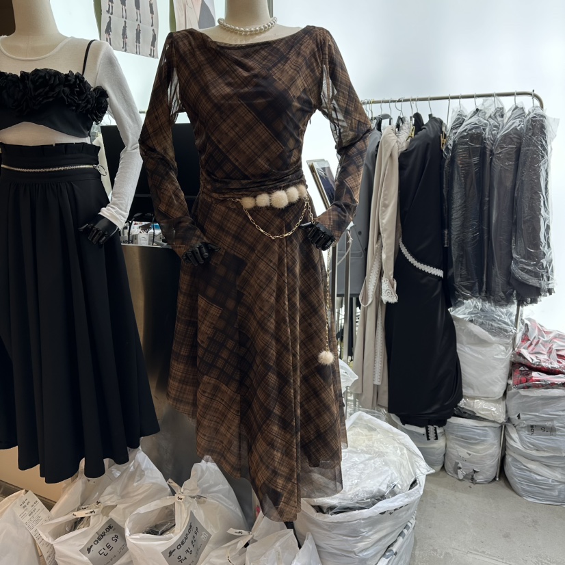 CHEAP-CHIC東大門㊣直郵女裝新品時尚連衣裙不含飾品格紋長款CHEAP-CHIC/CHARLES THE SECOND連衣裙圖色1
