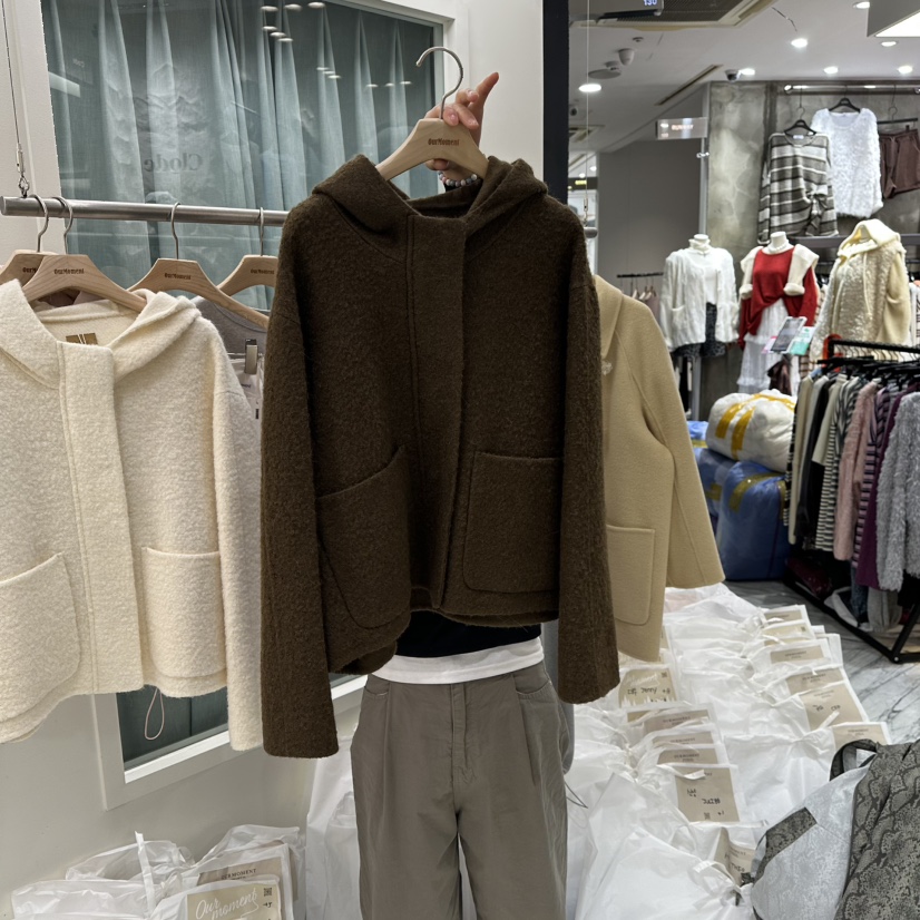 OURMOMENT東大門㊣直郵女裝新品時尚職業熱賣真品25秋冬夾克連帽OURMOMENT夾克圖色2