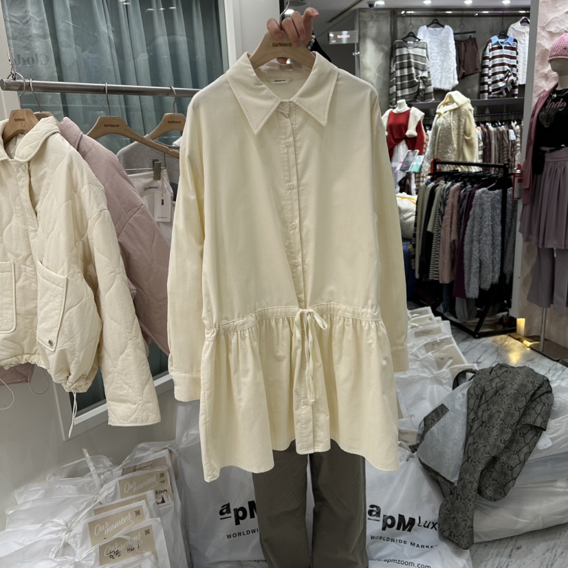 OURMOMENT東大門㊣實拍女士新品25秋冬推薦職業連衣裙燈芯絨OURMOMENT連衣裙圖色1