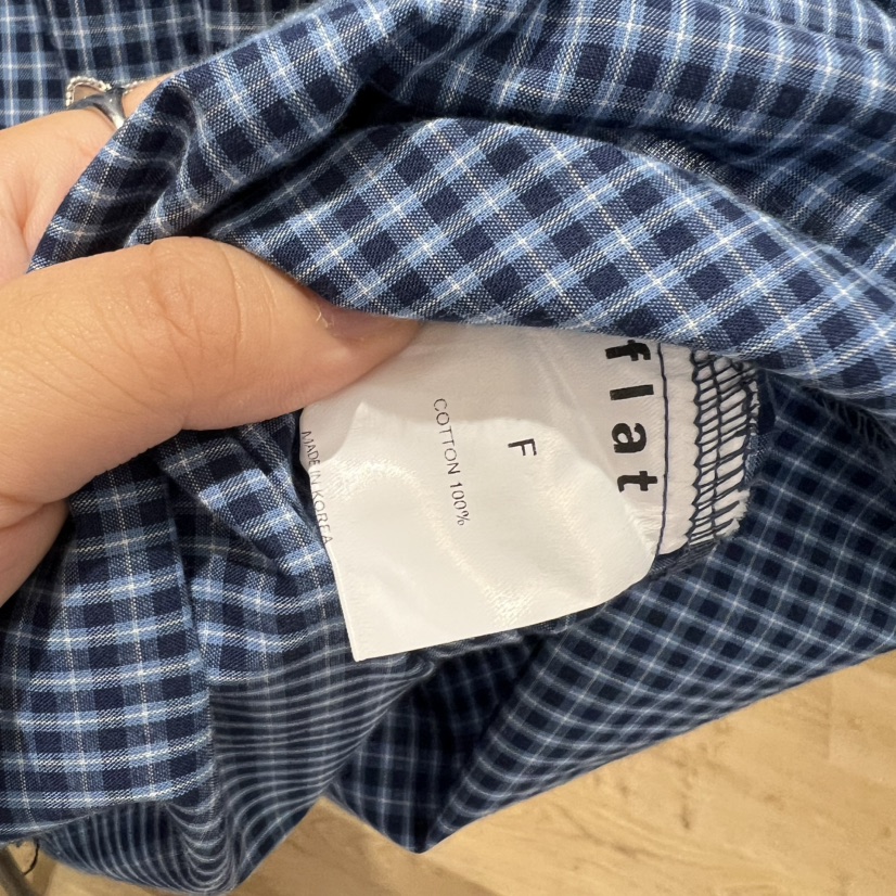 FLAT韓國直郵㊣女士新品休閑職業真品時尚25秋冬襯衫蕾絲衫格紋FLAT襯衫/蕾絲衫