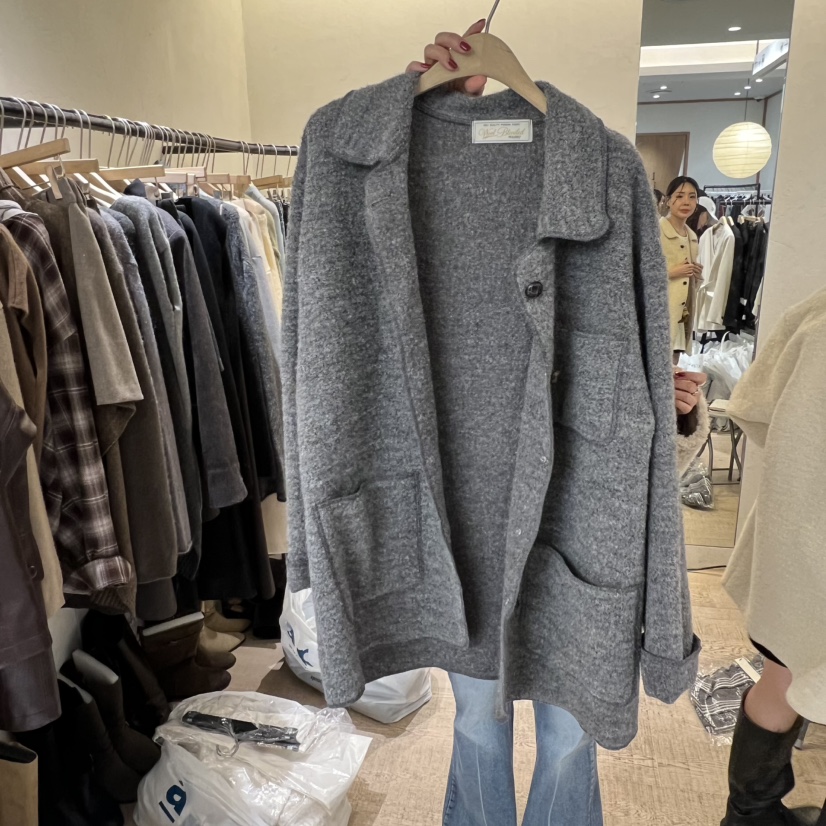 W AND J韓國代購㊣女裝新品職業25秋冬推薦人氣中長款大衣W AND J中長款大衣圖色1