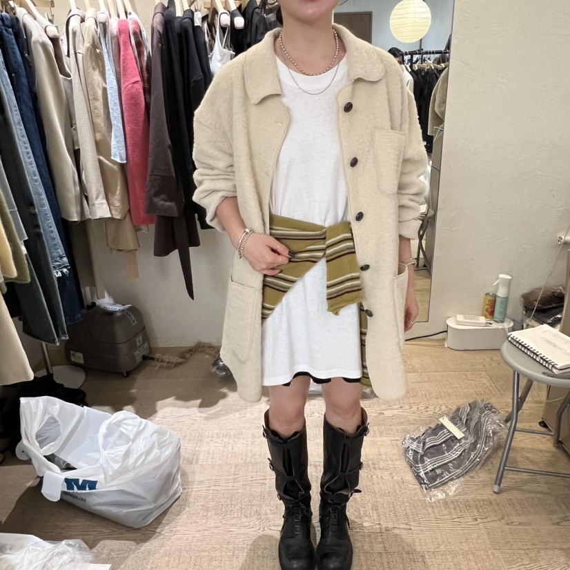 W AND J韓國代購㊣女裝新品職業25秋冬推薦人氣中長款大衣W AND J中長款大衣圖色2