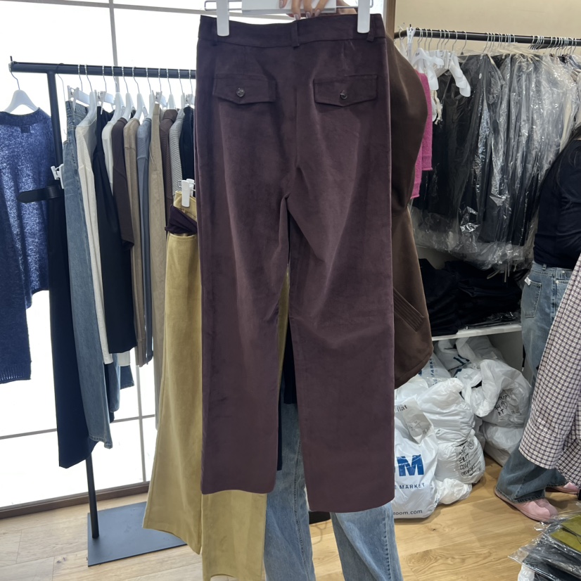 FLAT東大門㊣實拍女裝新品推薦熱賣時尚25秋冬牛仔褲天鵝絨FLAT牛仔褲