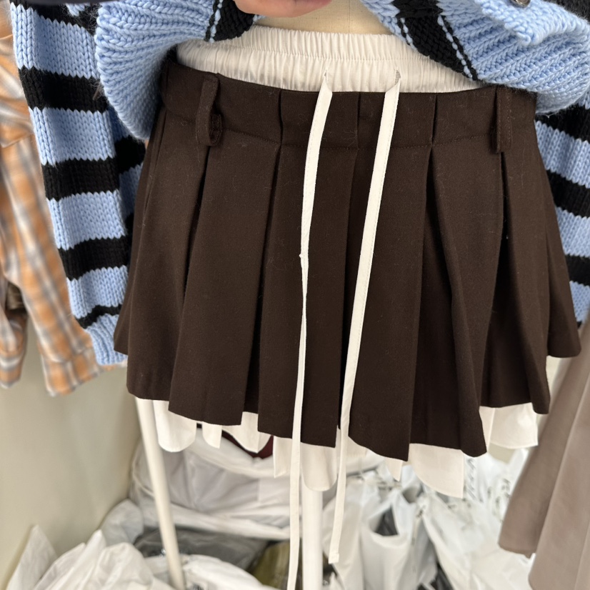 EGG IS東大門㊣代購女士新品熱賣人氣推薦短裙百褶羊毛褶裙EGG IS短裙圖色1