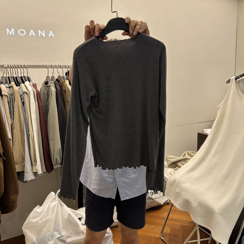 MOANA韓國代購㊣女裝新款時尚25秋冬休閑熱賣人氣職業長袖T恤MOANA長袖T恤