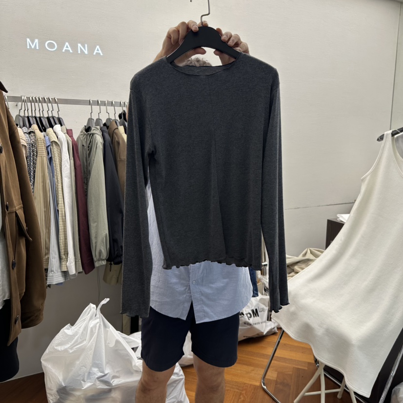 MOANA韓國代購㊣女裝新款時尚25秋冬休閑熱賣人氣職業長袖T恤MOANA長袖T恤圖色2墨色