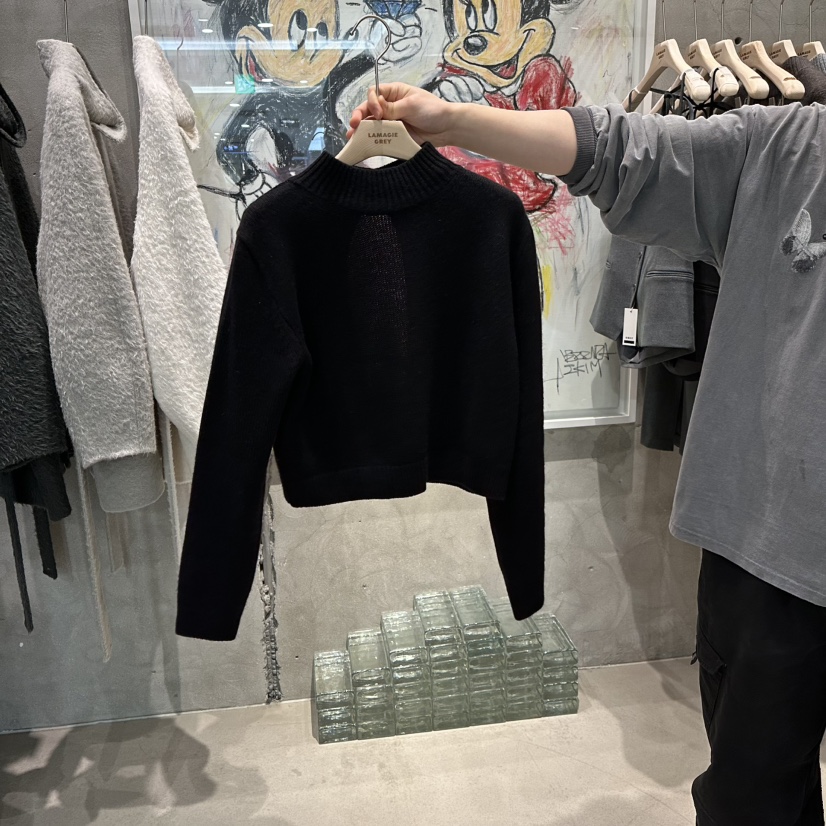 LAMAGIEPIE韓國直郵㊣女裝新品真品職業人氣時尚25秋冬針織衫LAMAGIE GREY針織衫圖色3黑色