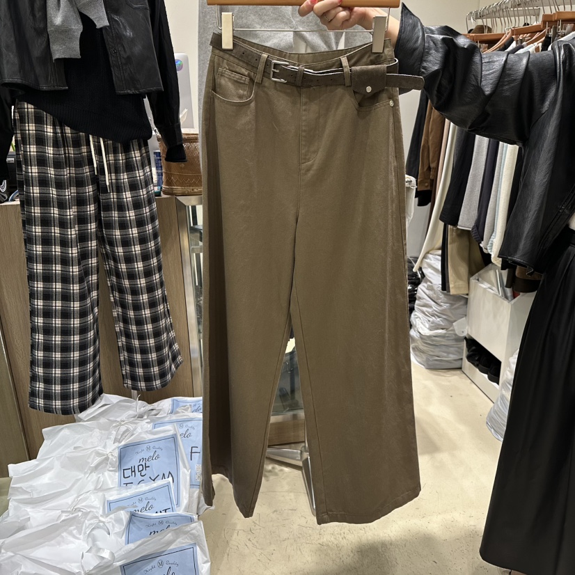 MELO韓國代購㊣女士新款職業時尚休閑真品25秋冬休閑褲不含腰帶MELO休閑褲圖色2