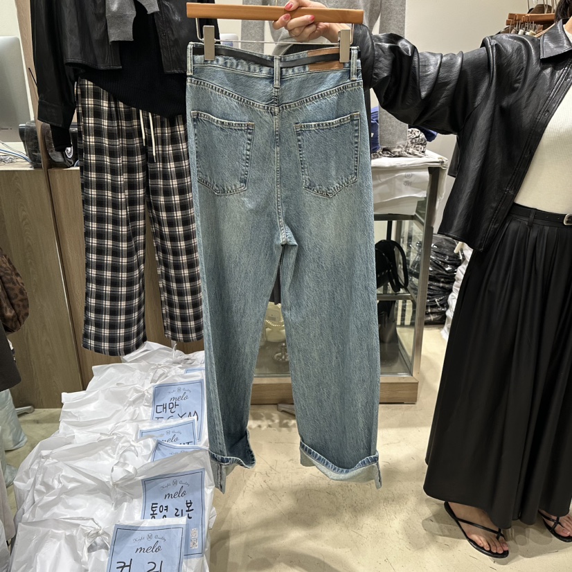 MELO東大門㊣直郵女士新品休閑25秋冬人氣職業牛仔褲不含腰帶MELO牛仔褲