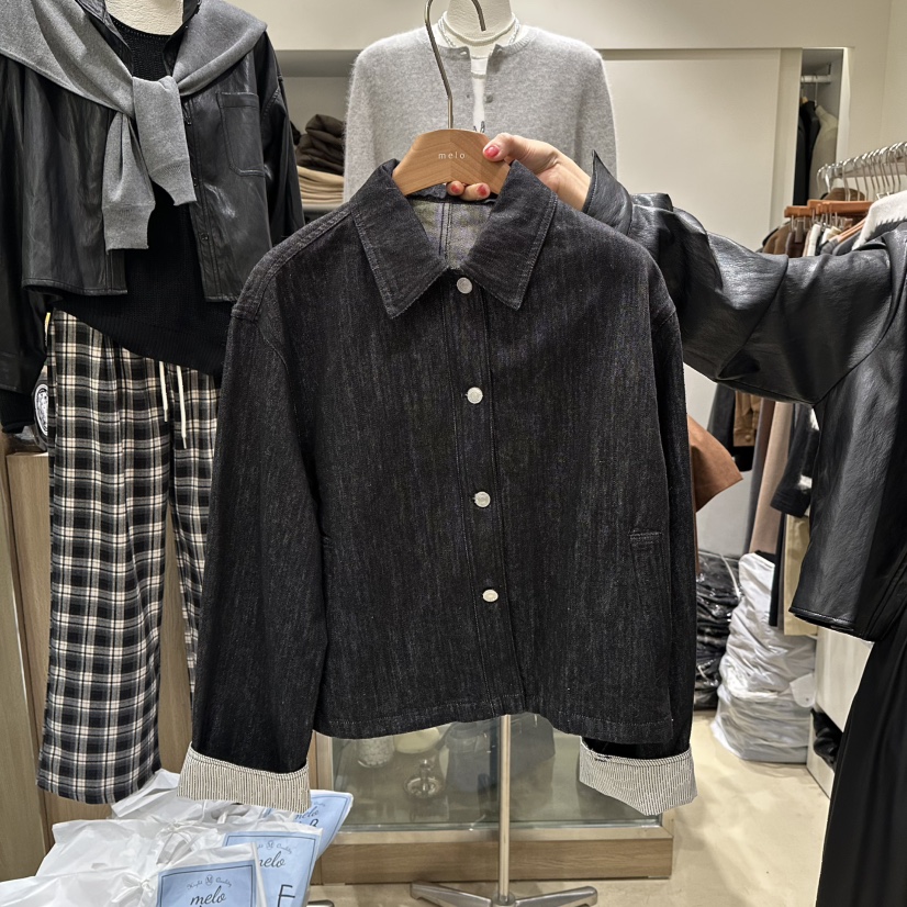 MELO韓國代購㊣女裝新品休閑25秋冬真品人氣職業推薦熱賣夾克MELO夾克圖色2黑色