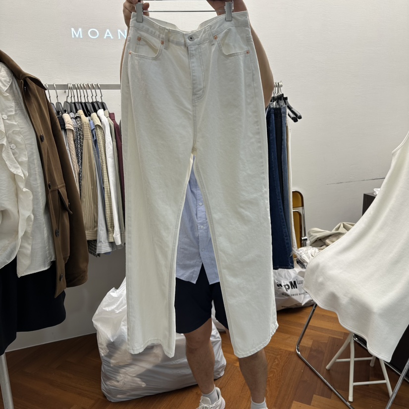 MOANA東大門㊣代購女士新款休閑時尚25秋冬休閑褲奶油色口袋MOANA休閑褲圖色1