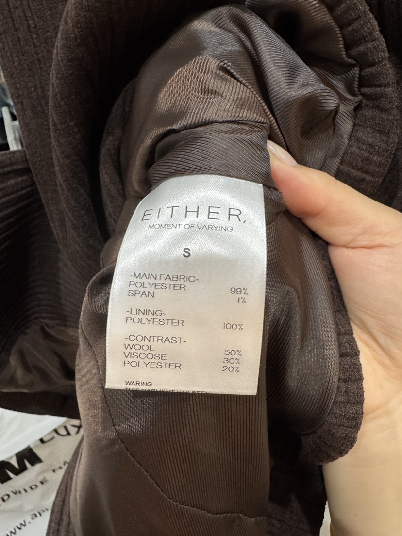 EITHER東大門㊣代購女裝新品熱賣真品推薦25秋冬夾克燈芯絨雙層EITHER夾克