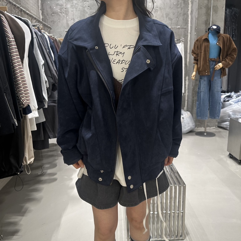 JUNI韓國代購㊣女士新品25秋冬休閑職業夾克不含內搭絨面革my juni夾克圖色2