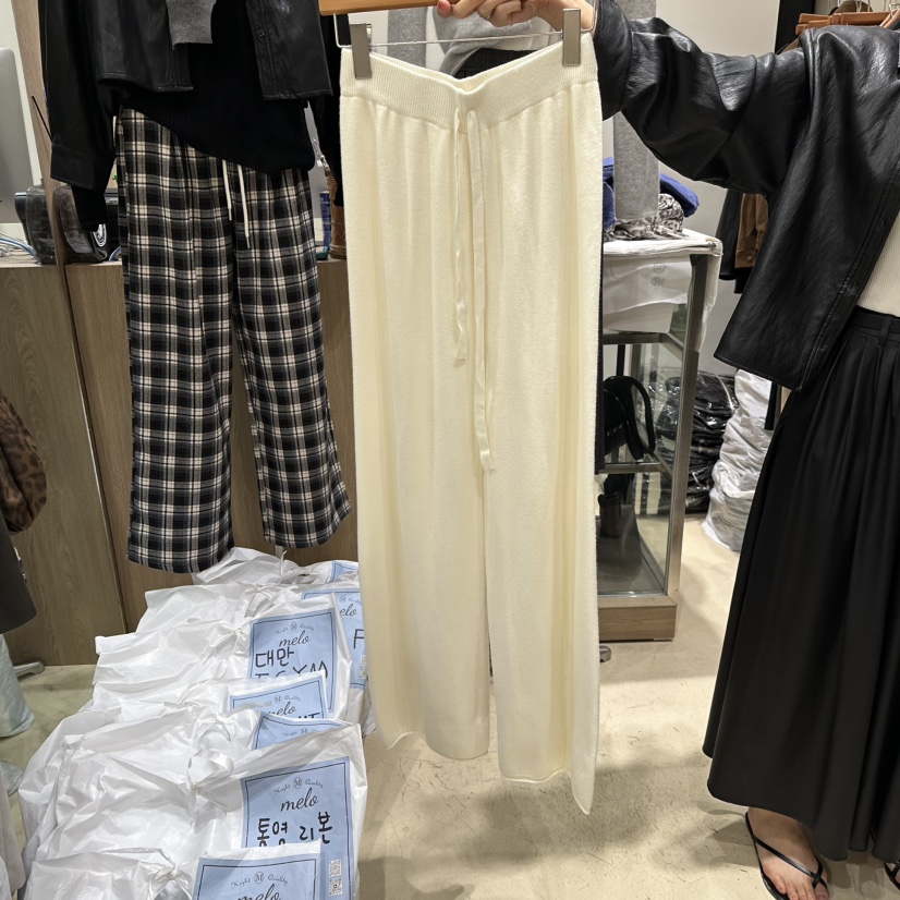 MELO韓國代購㊣女裝新品休閑職業真品熱賣25秋冬休閑褲針織褲MELO休閑褲圖色1