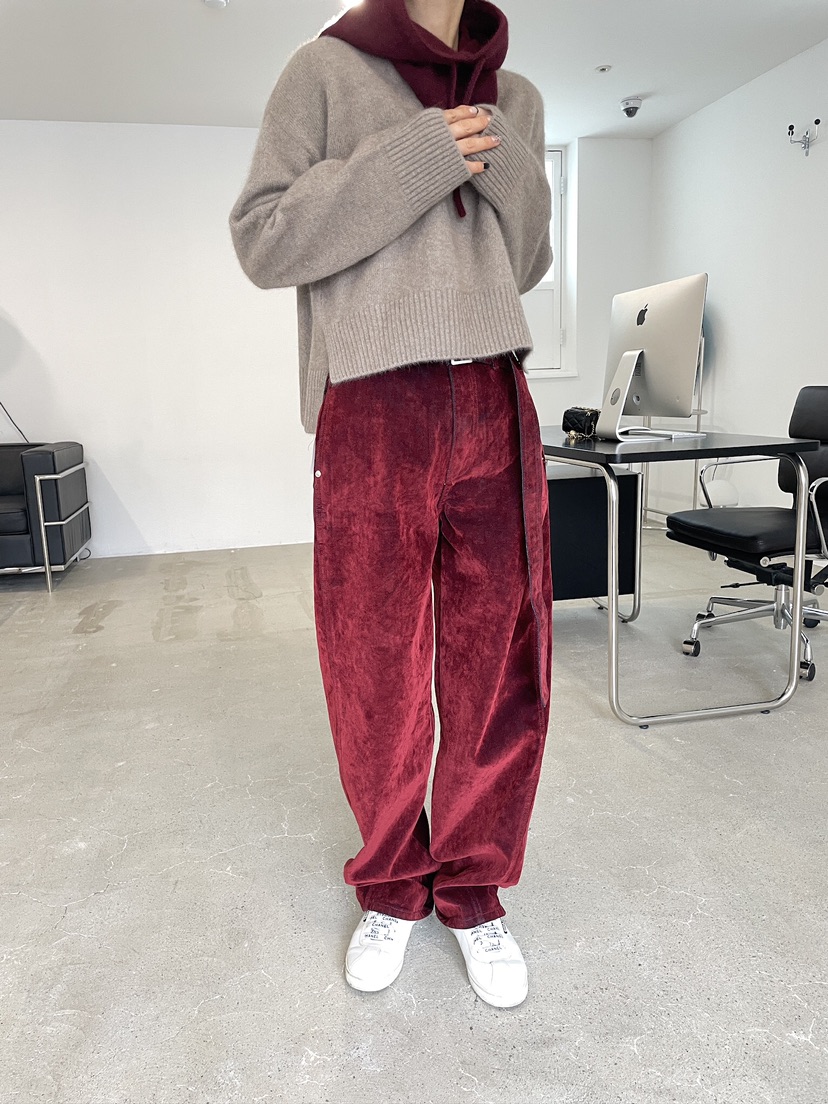 CHAHEE東大門㊣直郵女裝新款真品休閑推薦休閑褲天鵝絨含腰帶CHAHEE休閑褲