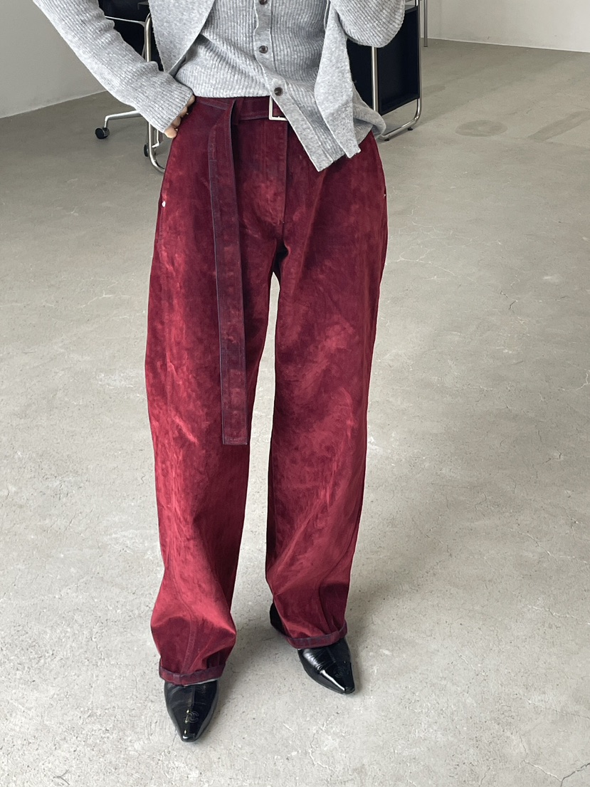 CHAHEE東大門㊣直郵女裝新款真品休閑推薦休閑褲天鵝絨含腰帶CHAHEE休閑褲