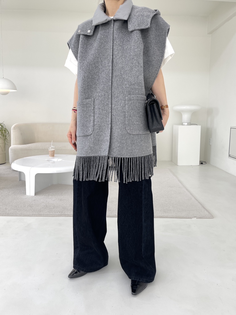 CHAHEE韓國代購㊣女士新品人氣25秋冬熱賣時尚馬甲斗篷連帽CHAHEE馬甲