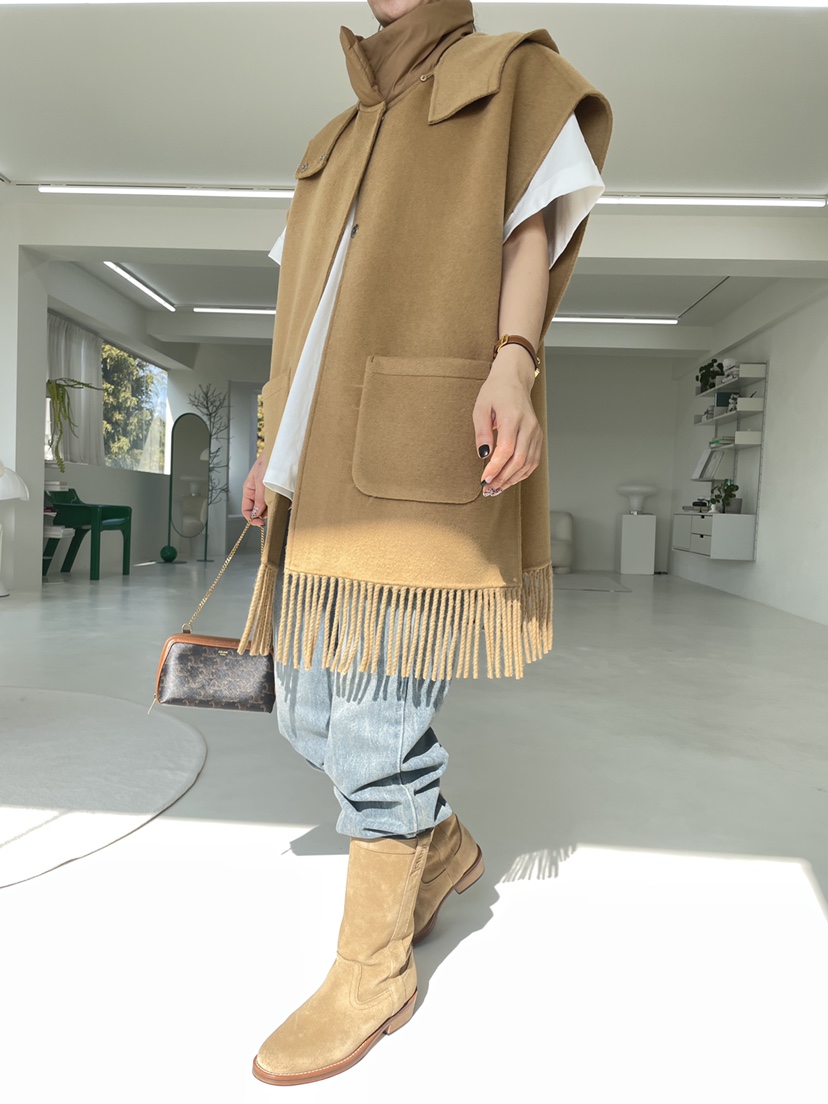 CHAHEE韓國代購㊣女士新品人氣25秋冬熱賣時尚馬甲斗篷連帽CHAHEE馬甲