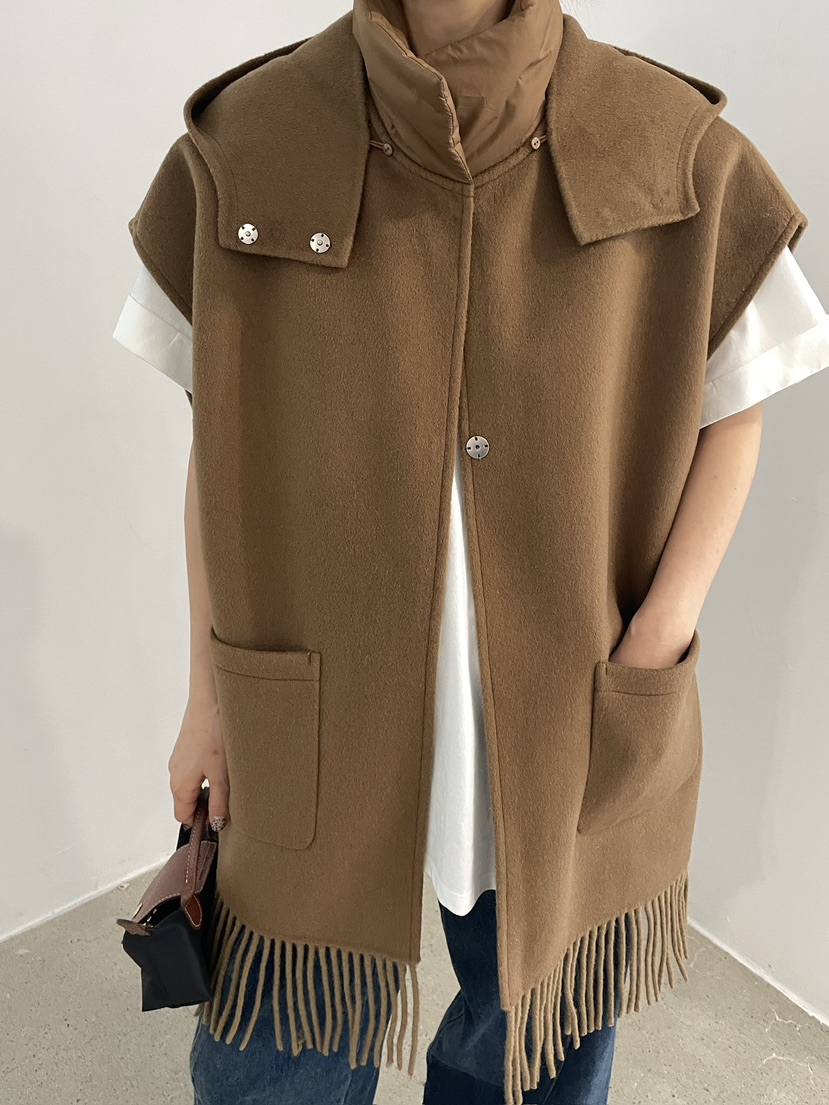 CHAHEE韓國代購㊣女士新品人氣25秋冬熱賣時尚馬甲斗篷連帽CHAHEE馬甲