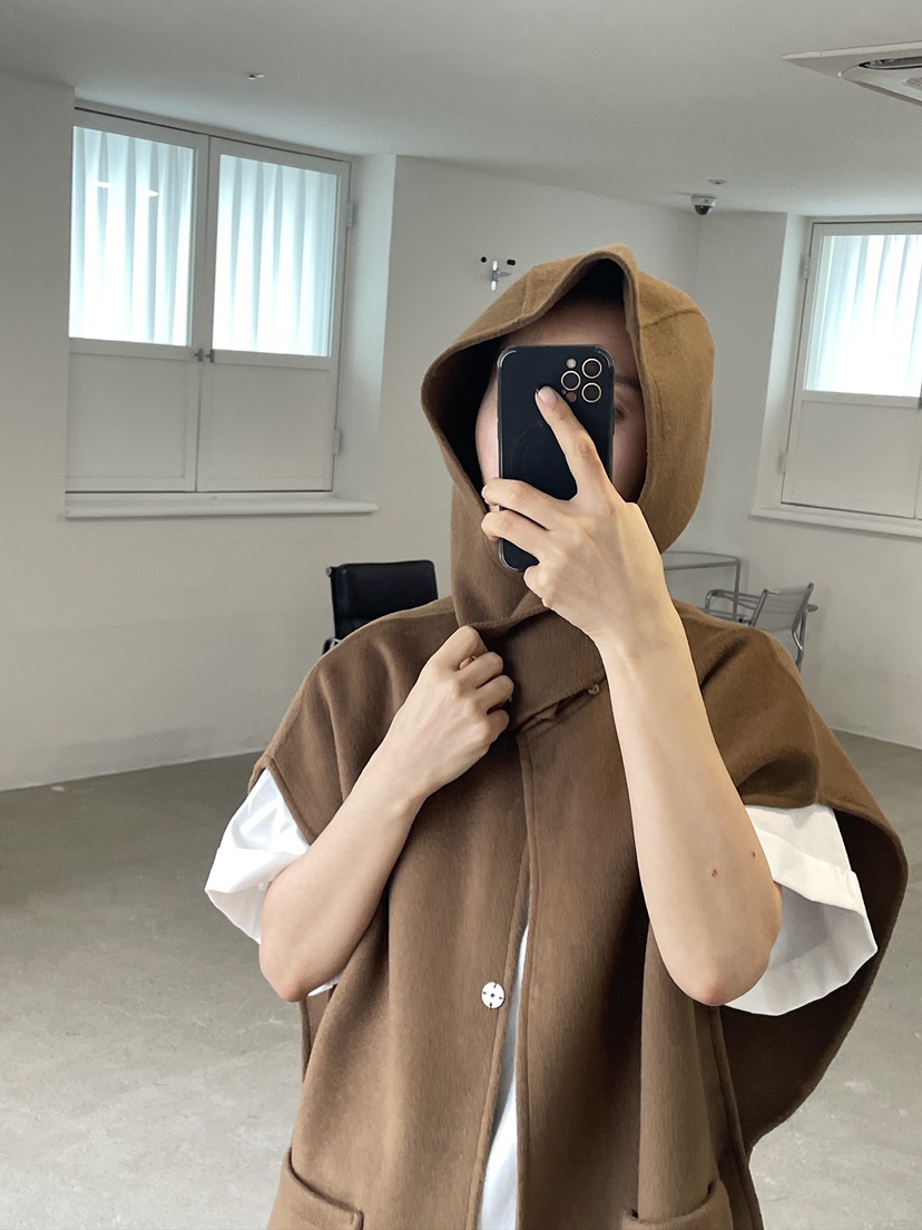 CHAHEE韓國代購㊣女士新品人氣25秋冬熱賣時尚馬甲斗篷連帽CHAHEE馬甲