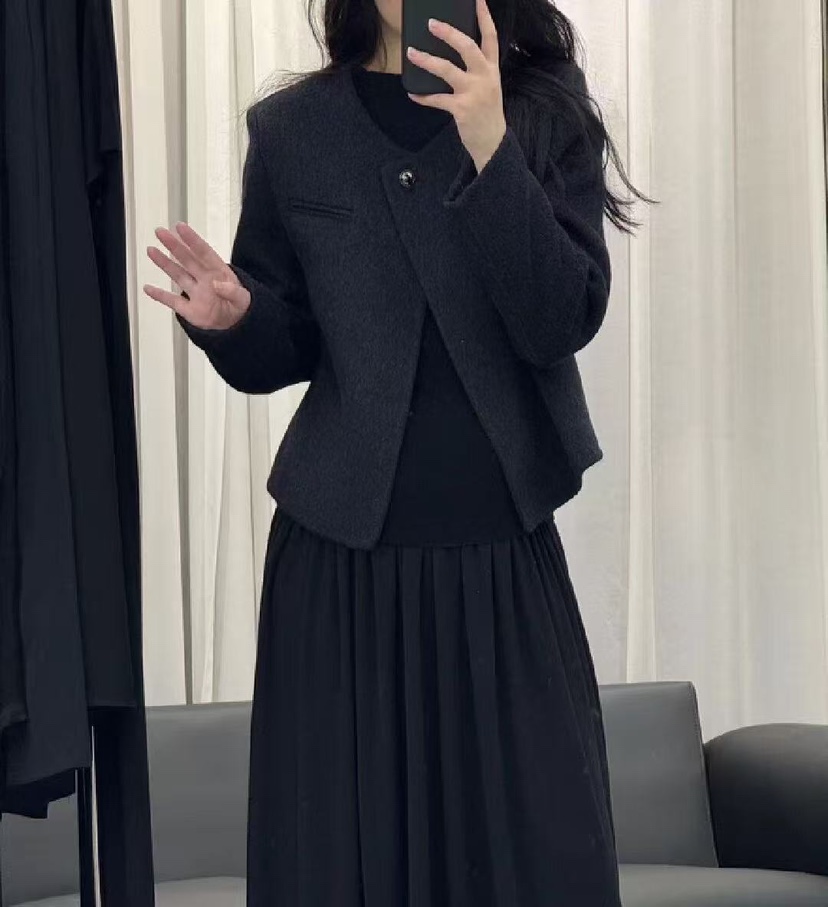 CRONG韓國直郵㊣女士新品休閑熱賣職業時尚推薦人氣短款大衣CRONG短款大衣
