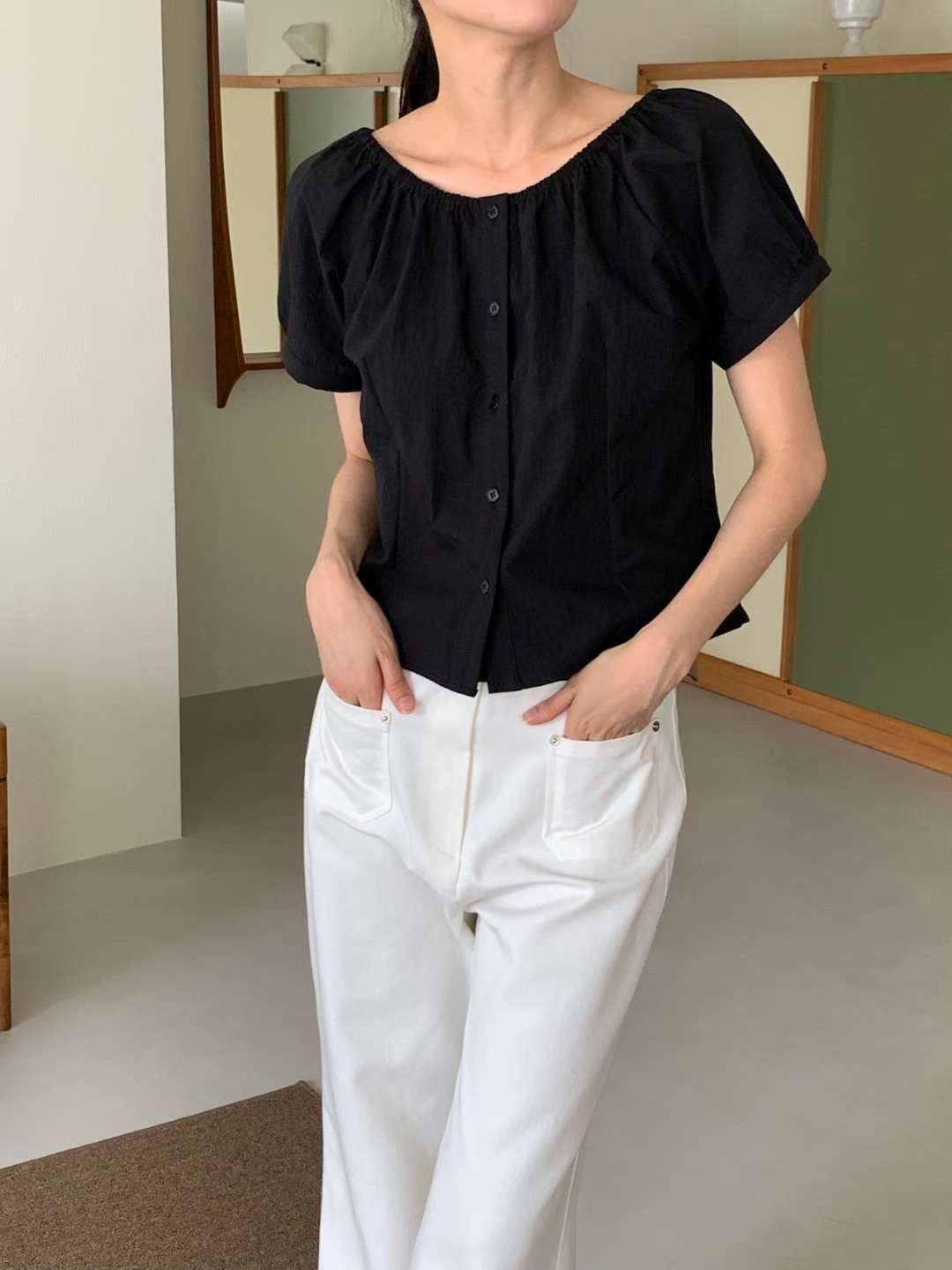 THE LIB東大門㊣直郵女士新款真品時尚熱賣襯衫蕾絲衫兩面穿THE LIB襯衫/蕾絲衫圖色2