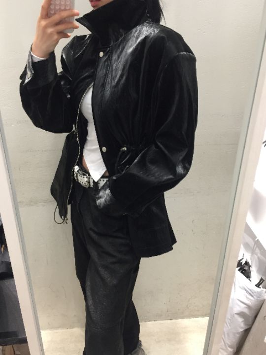 mars韓國代購㊣女士新款時尚25秋冬職業人氣休閑真品夾克皮革mars夾克