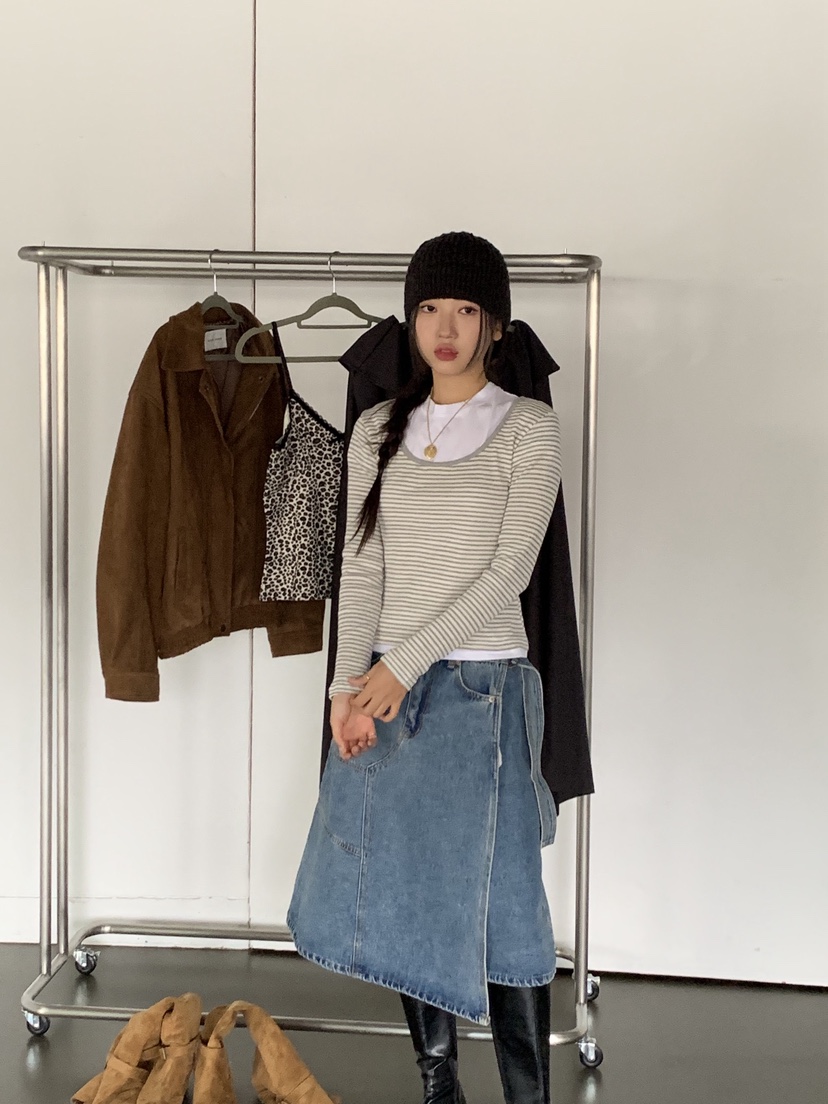 SUNDER MARKET東大門㊣實拍女士新款人氣時尚25秋冬長袖T恤SUNDER MARKET長袖T恤