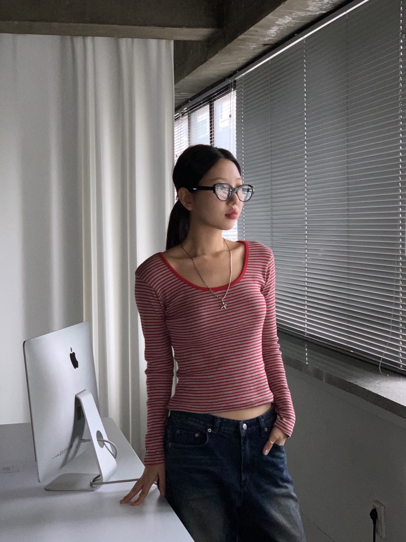SUNDER MARKET東大門㊣實拍女士新款人氣時尚25秋冬長袖T恤SUNDER MARKET長袖T恤圖色2