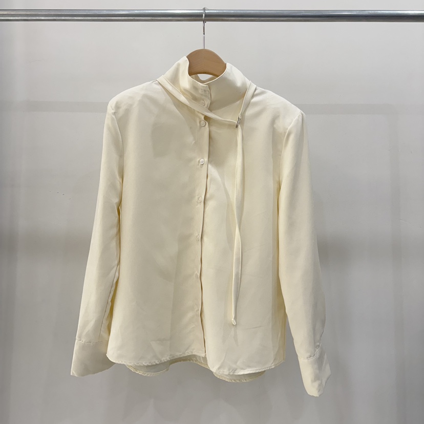 BLANC-A韓國代購㊣女士新品推薦真品襯衫蕾絲衫含腰帶高領BLANC-A襯衫/蕾絲衫圖色1