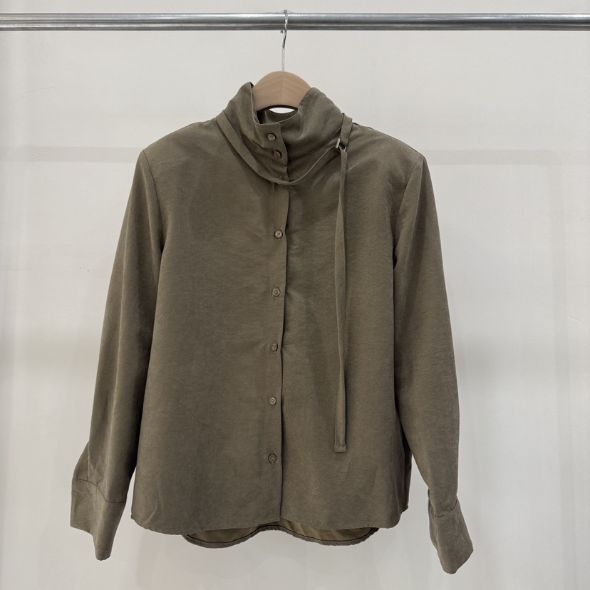 BLANC-A韓國代購㊣女士新品推薦真品襯衫蕾絲衫含腰帶高領BLANC-A襯衫/蕾絲衫圖色2