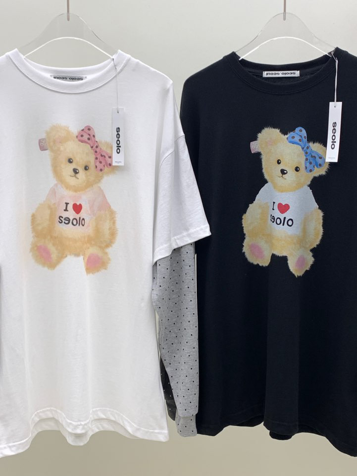 SEOLO韓國代購㊣女裝新款推薦職業時尚熱賣人氣長袖T恤泰迪熊Seolo seoul長袖T恤
