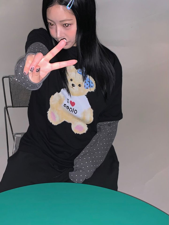 SEOLO韓國代購㊣女裝新款推薦職業時尚熱賣人氣長袖T恤泰迪熊Seolo seoul長袖T恤圖色2