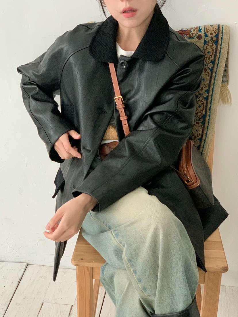 BEFORE SUNRISE韓國直郵㊣女士新款職業休閑25秋冬夾克皮革BEFORE SUNRISE夾克