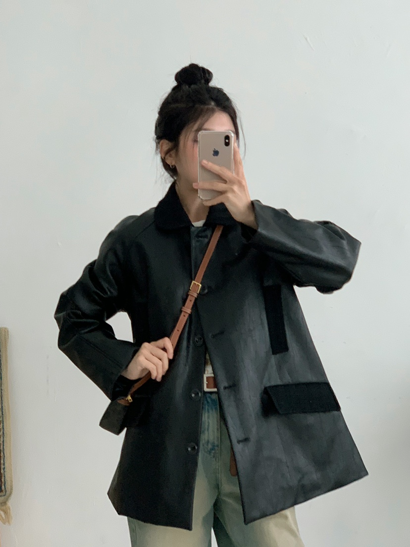 BEFORE SUNRISE韓國直郵㊣女士新款職業休閑25秋冬夾克皮革BEFORE SUNRISE夾克