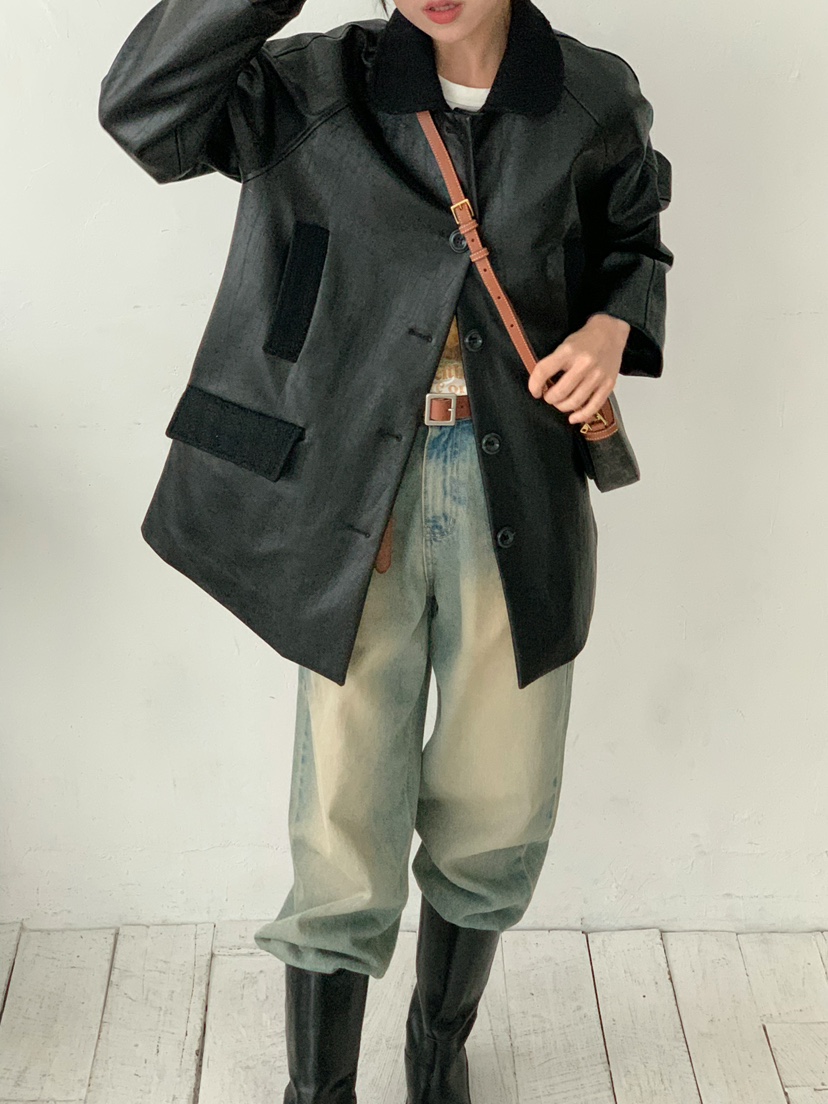 BEFORE SUNRISE韓國直郵㊣女士新款職業休閑25秋冬夾克皮革BEFORE SUNRISE夾克