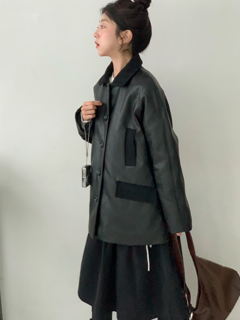 BEFORE SUNRISE韓國直郵㊣女士新款職業休閑25秋冬夾克皮革BEFORE SUNRISE夾克