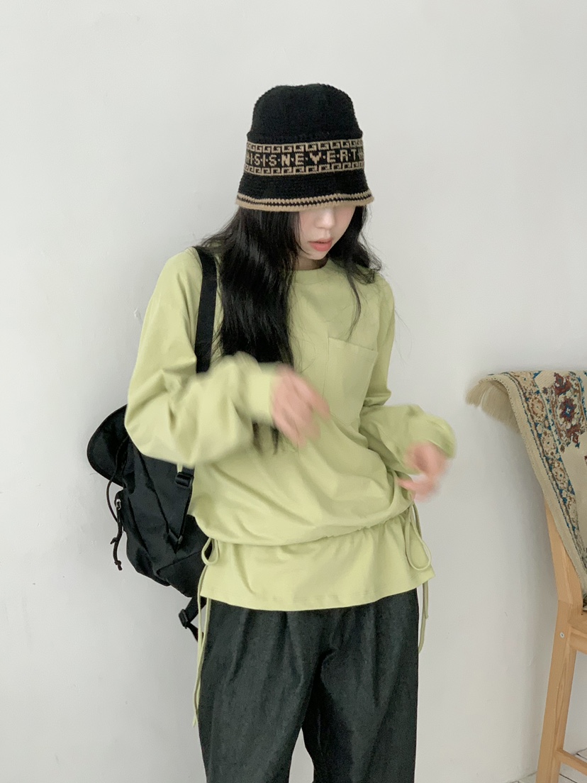 BEFORE SUNRISE韓國代購㊣女士新品人氣推薦真品長袖T恤口袋BEFORE SUNRISE長袖T恤
