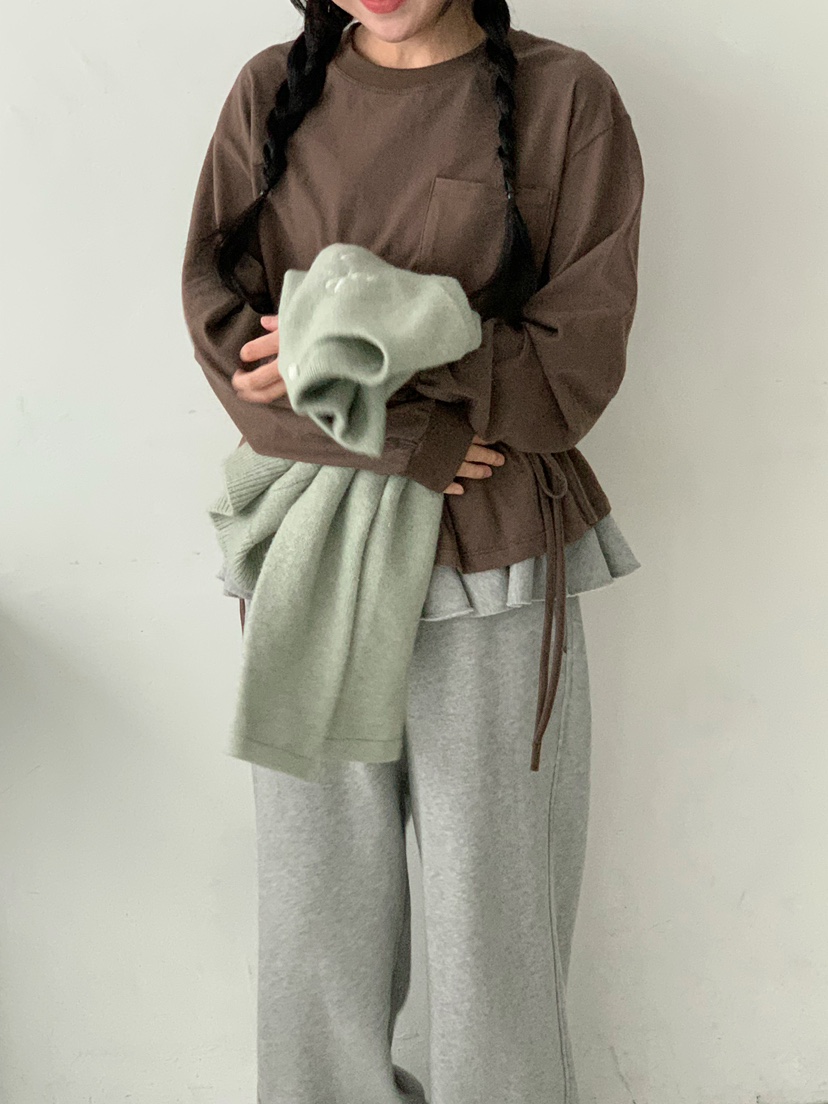 BEFORE SUNRISE韓國代購㊣女士新品人氣推薦真品長袖T恤口袋BEFORE SUNRISE長袖T恤