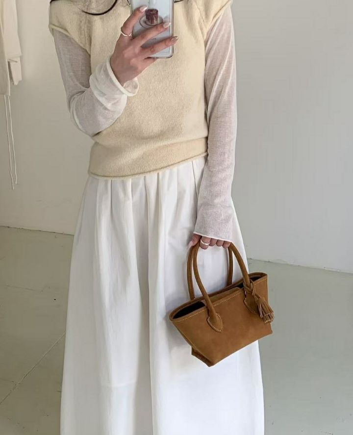 TROUVAILLE東大門㊣實拍女裝新款熱賣推薦人氣單肩斜跨包麂皮TROUVAILLE單肩/斜跨包