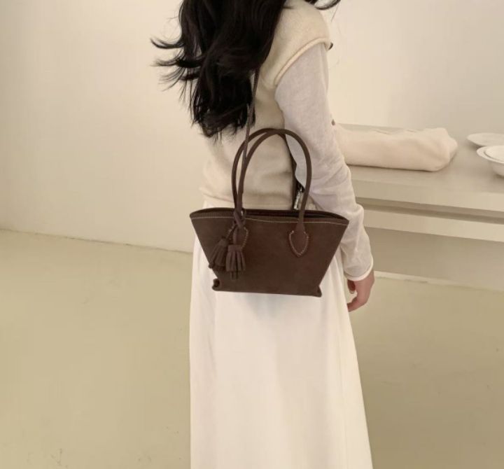 TROUVAILLE東大門㊣實拍女裝新款熱賣推薦人氣單肩斜跨包麂皮TROUVAILLE單肩/斜跨包