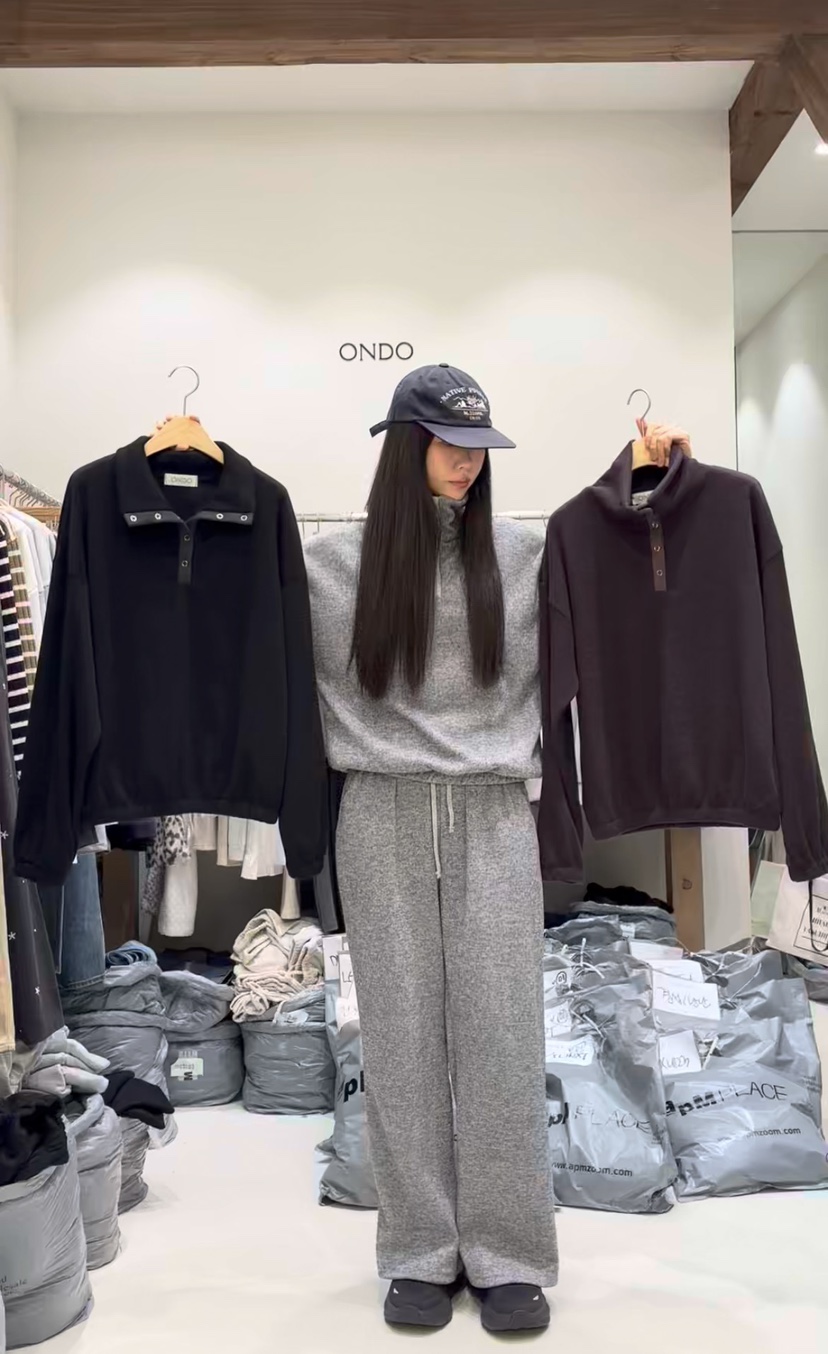 ONDO-P韓國代購㊣女裝新品職業推薦真品休閑25秋冬熱賣衛衣ONDO-P衛衣