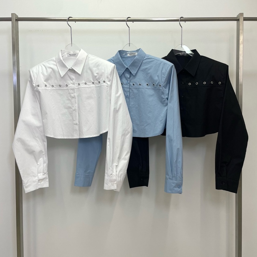REVE CITE-L韓國直郵㊣女士新品休閑25秋冬襯衫蕾絲衫短款REVE CITE襯衫/蕾絲衫