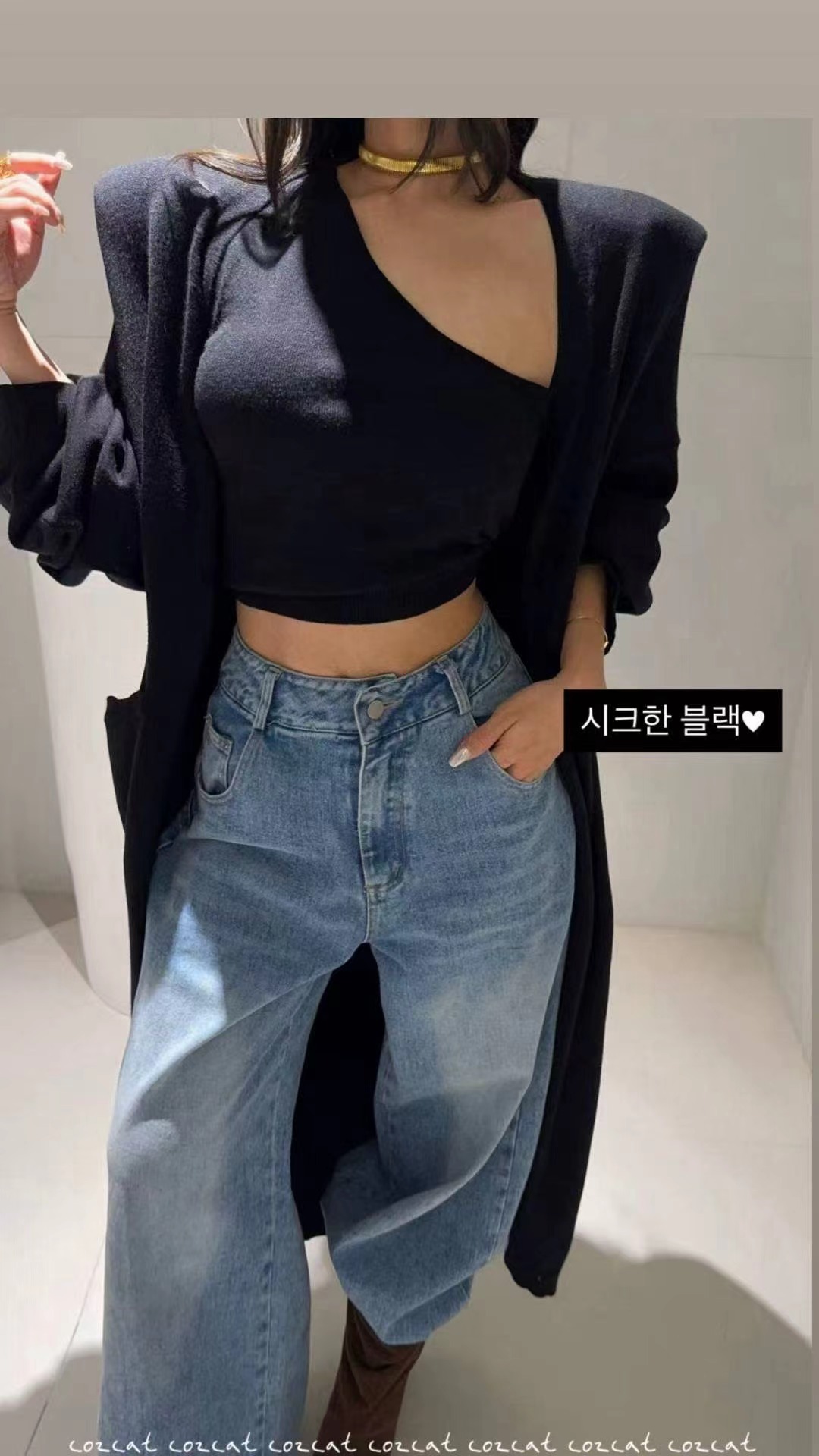 COZCAT-코즈켓-T韓國直郵㊣女士新款時尚套裝不含褲子開衫COZCAT套裝