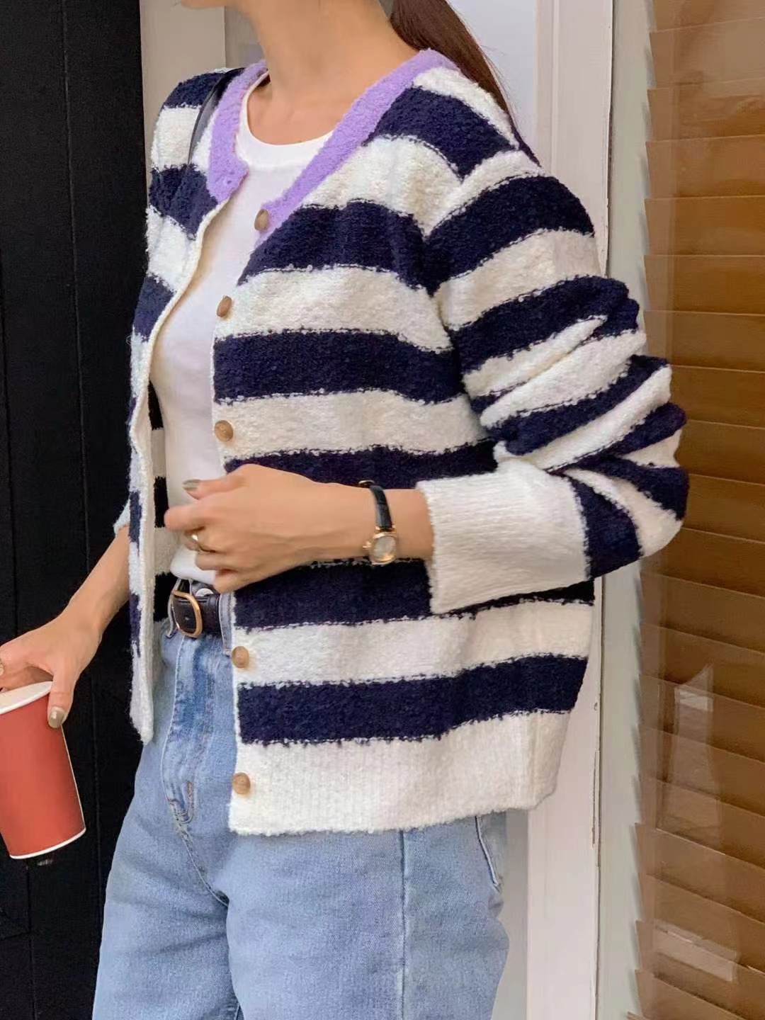 FOUND韓國直郵㊣女士新款推薦真品人氣職業休閑時尚針織衫開衫FOUND針織衫